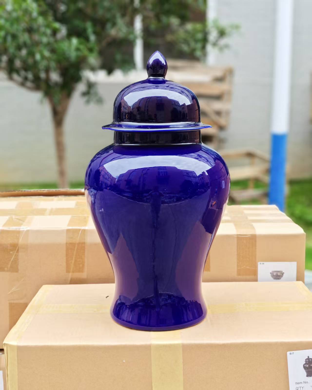 Mørk blå Ginger Jar