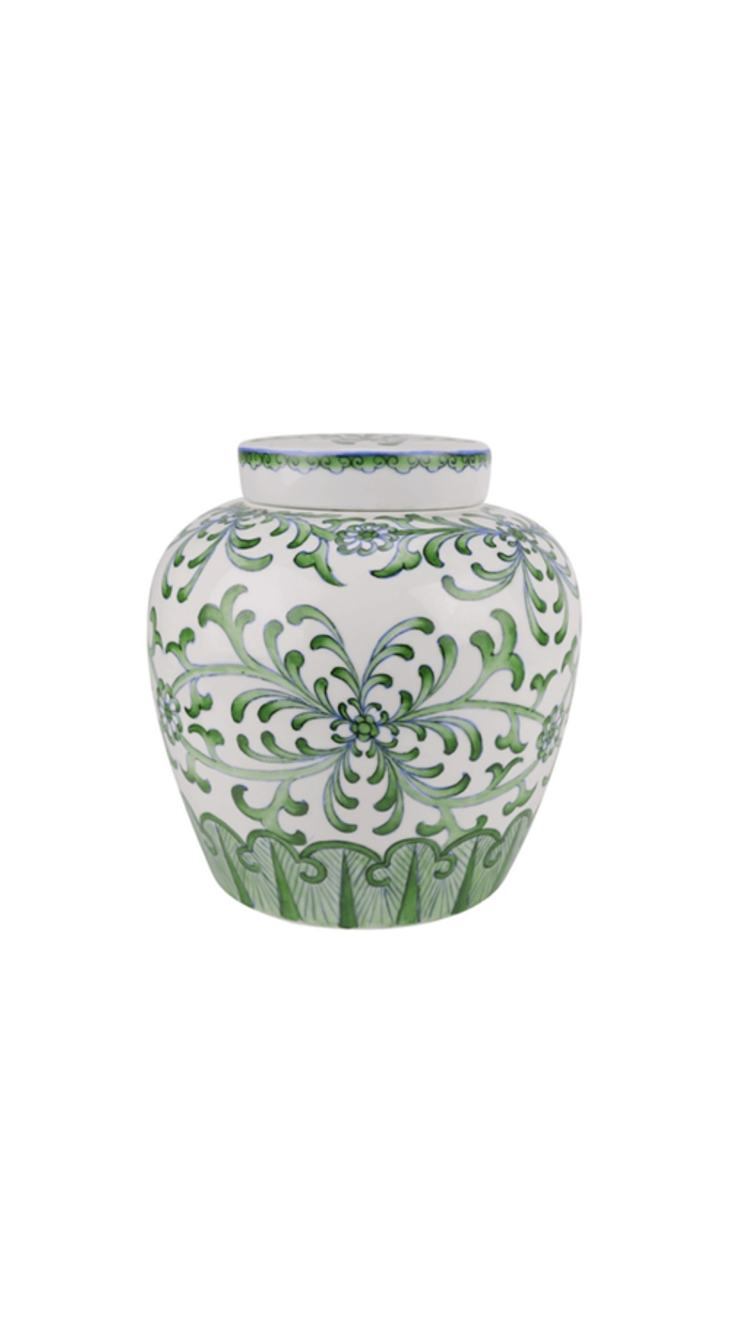 Grønn og hvit dobbel glasert Tea Jar