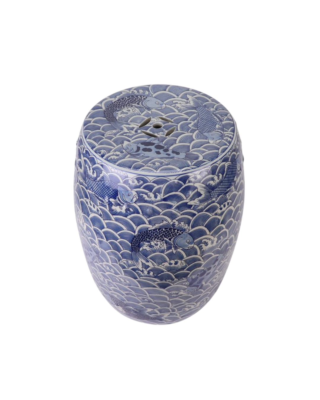 Garden Stool i blå med hvit mønster