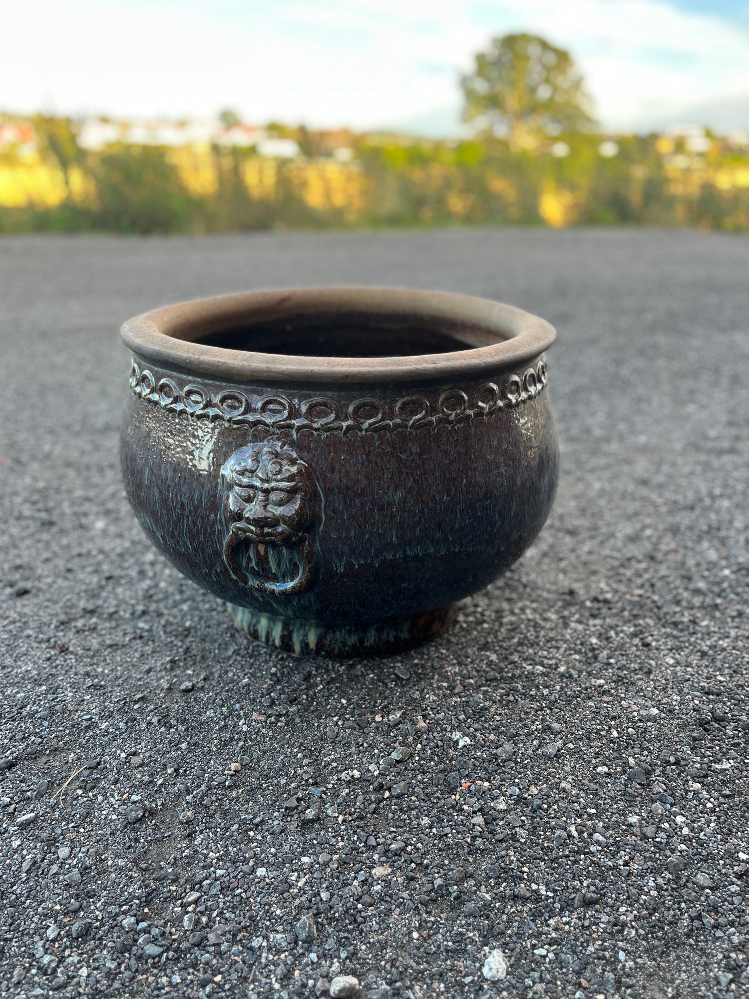 Løvehode kiln blomsterpotte