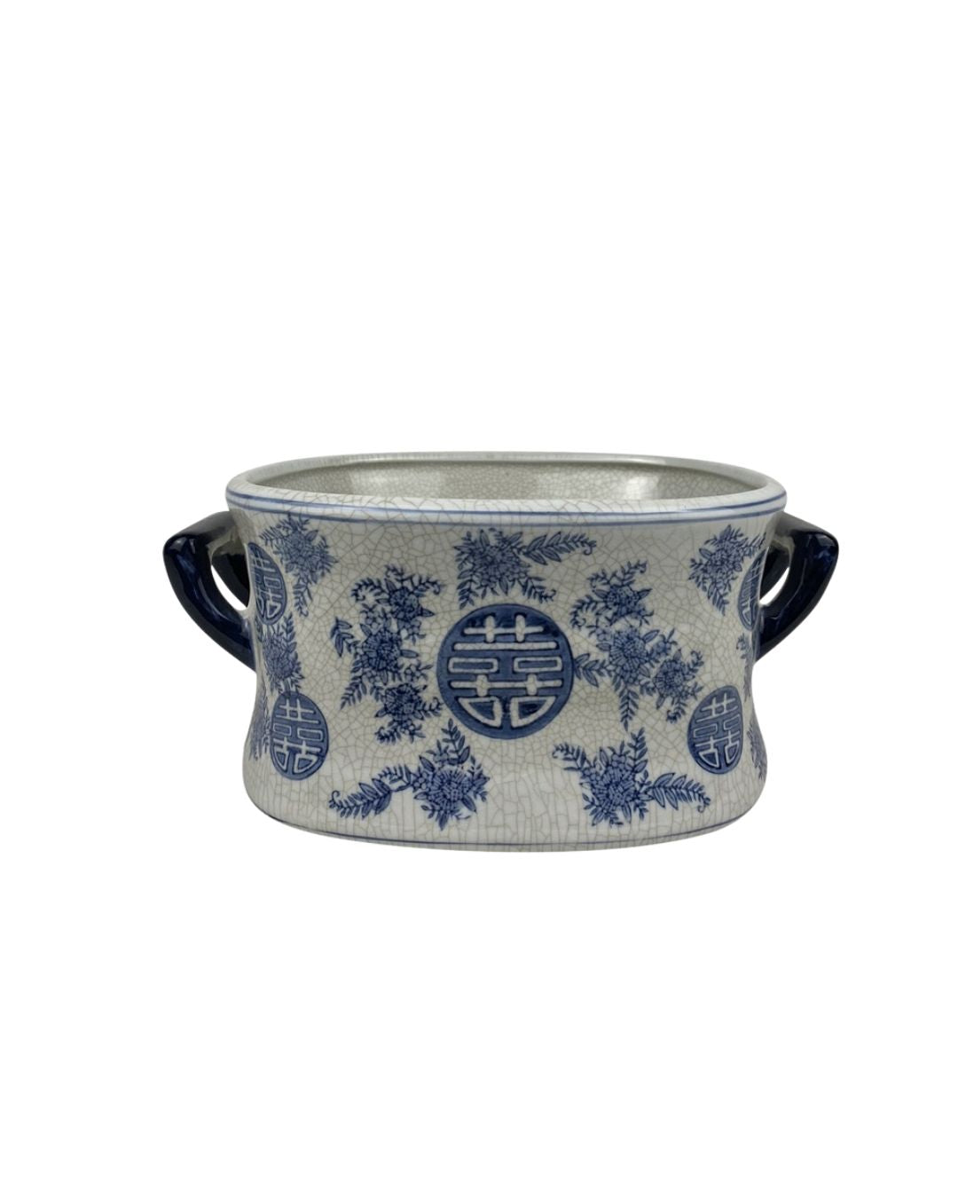 Hvit og blå kinesisk jardinière blomsterpotte