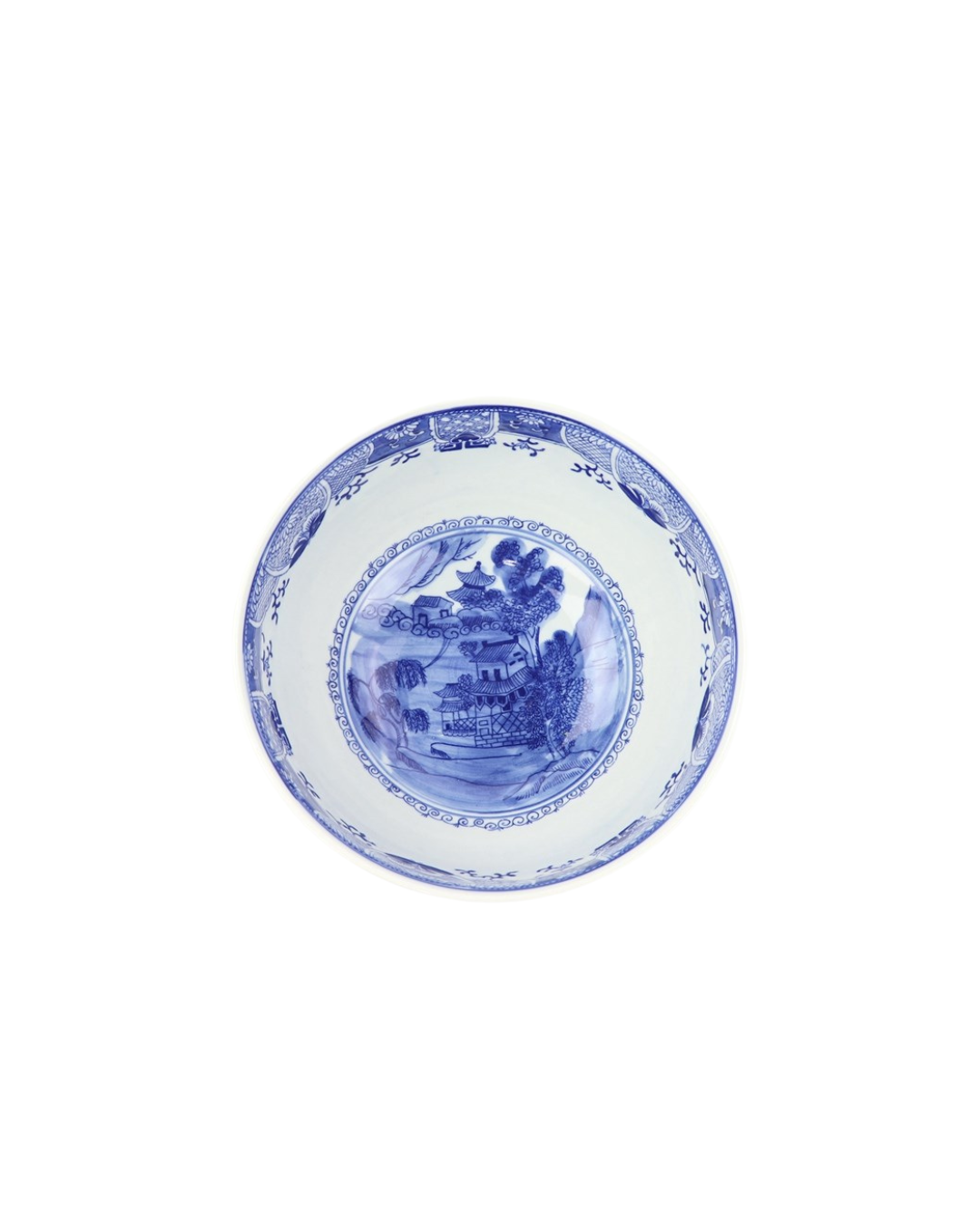 Blå og hvit Chinoiserie bolle - stor