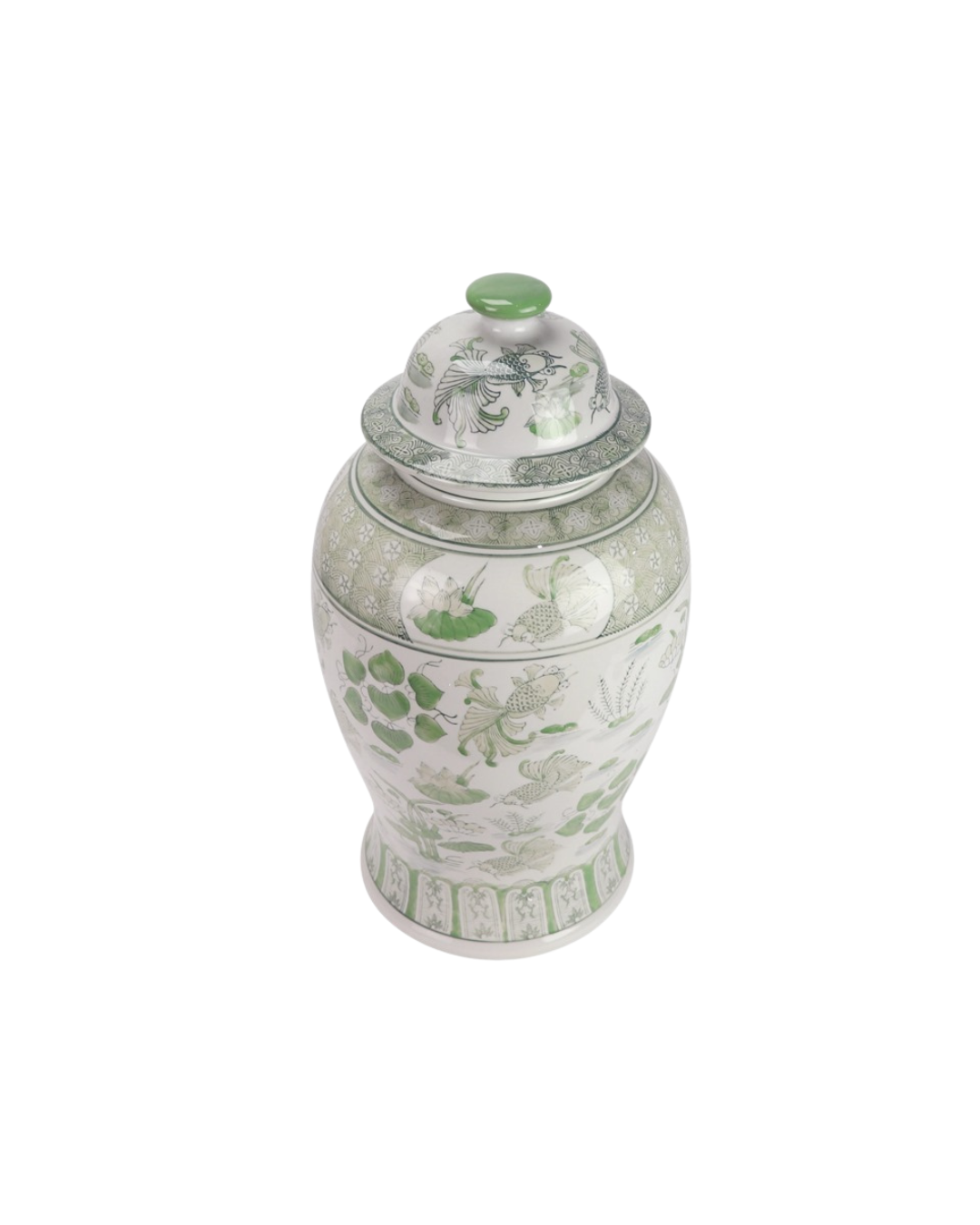 Ginger Jar med grønt botanisk mønster