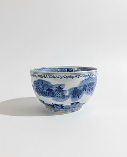 Blå og hvit Chinoiserie bolle - stor