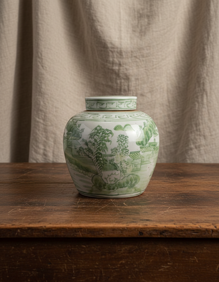 Tea Jar - Grønt landskapsmotiv