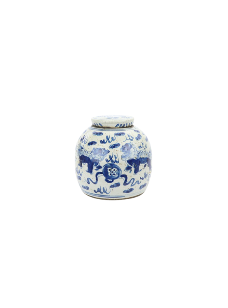 Chinoiserie krukke med lokk