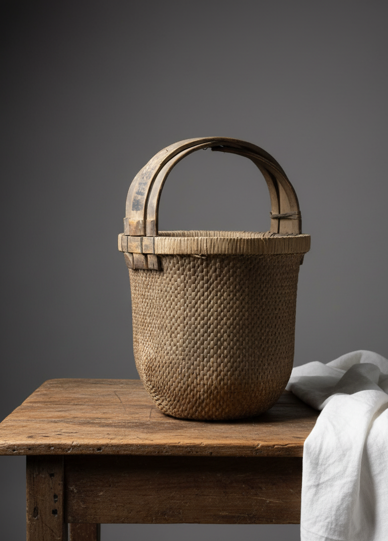 Bambus kurv med håndtak