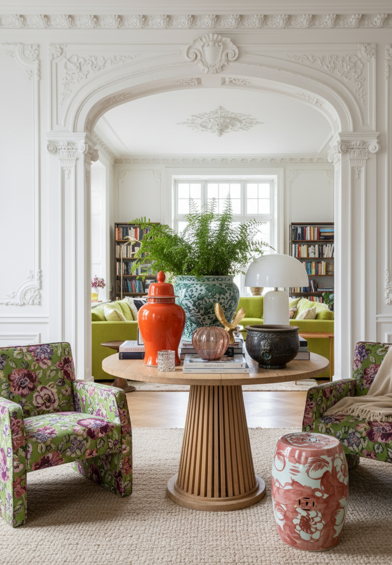 Garden Stool med rødt mønster