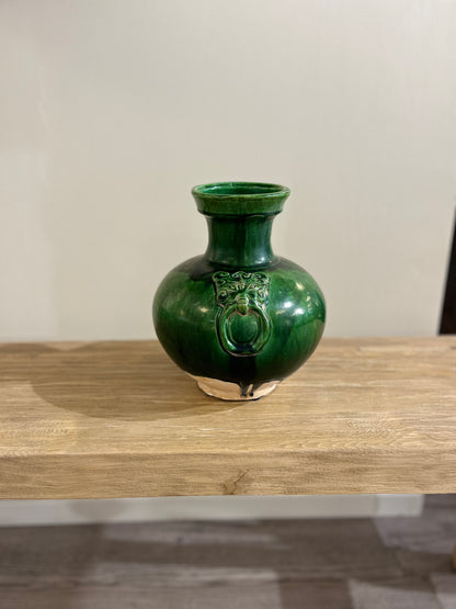 Grønn kinesisk vase med natur bunn - liten
