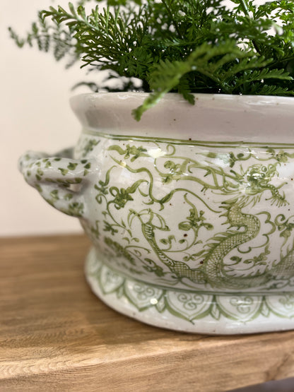 Hvit og grønn drage jardinière blomsterpotte