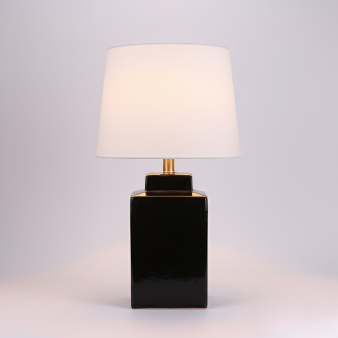 Sort rektangulær lampefot