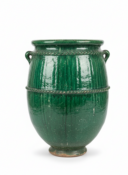 Grønn glasert terrakotta urne